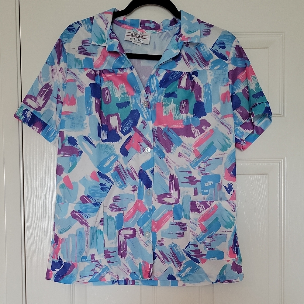Colorful Abstract Button-Up Shirt